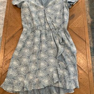 J. Crew Mercantile Floral Wrap Dress in Blue and White